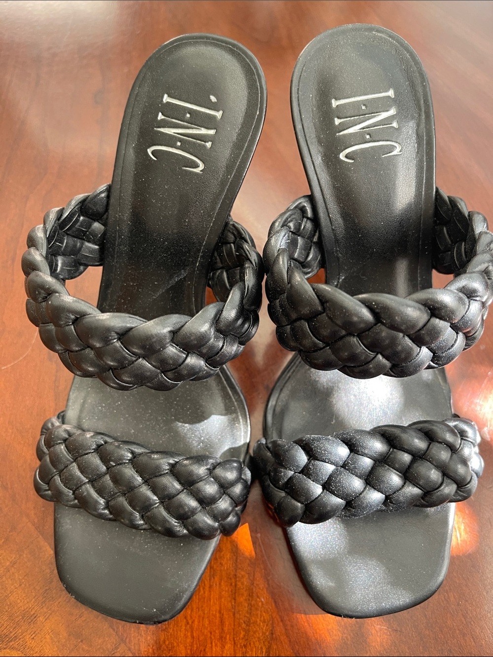 INC International Concepts Black Braided Slide Mules